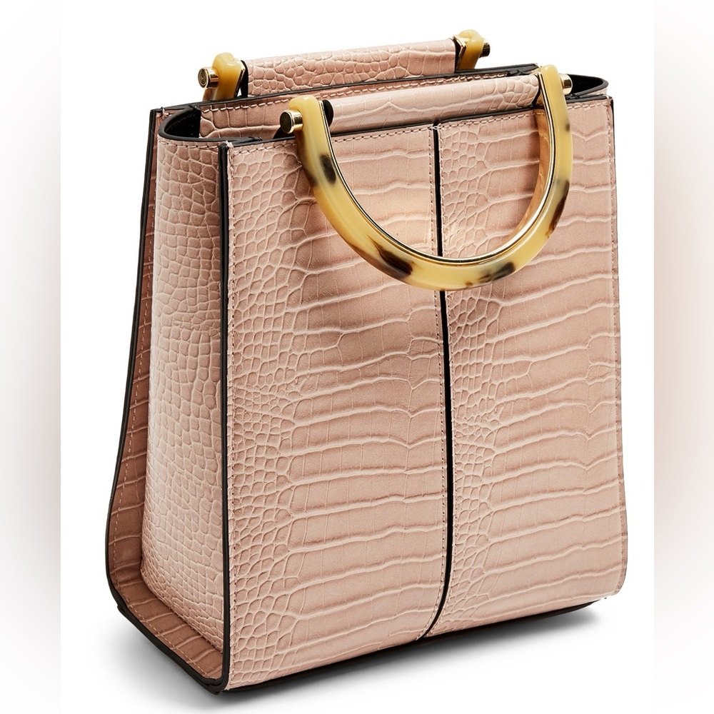 Topshop Croc-Embossed Tan Handbag